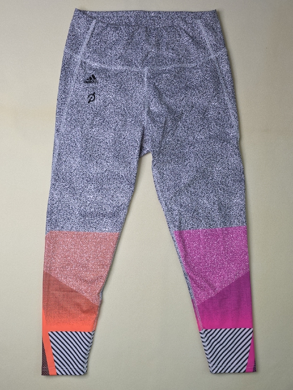 Adidas Peloton Leggings Women's Size‎ L 7/8 Gray Pink Length Heat.RDY Athletic